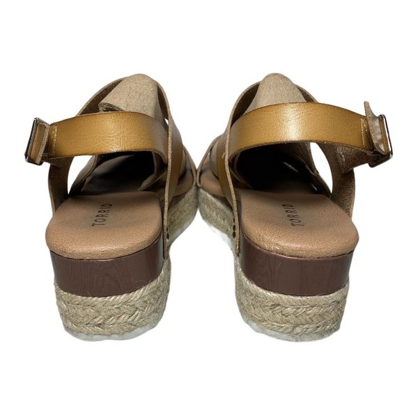 Torrid Tan Faux Leather Strappy Espadrille Platform Wedge Sandals Size 6.5W - Picture 5 of 7